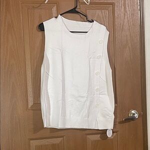 Tanou Ivory Button-Accent sweater Tank Top